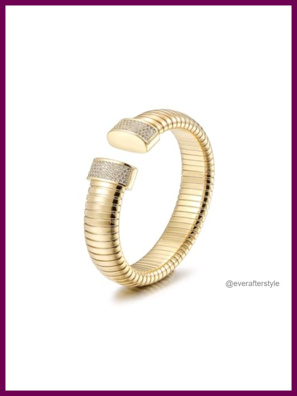 14K Gold Plated Cubic Zirconia Wide Cuff Bracelet Stackable Layered Bangle